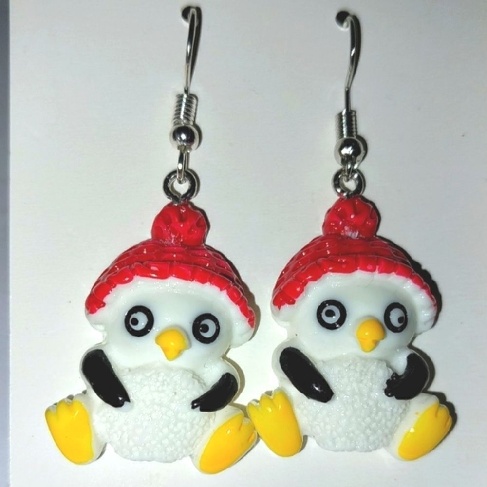 Penguin Super cute Festive Holiday Earrings For Adults And Kids